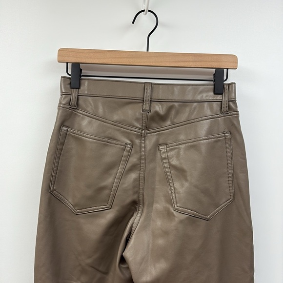 Abercrombie & Fitch '90s Straight Ultra High Rise Faux Leather Pant Olive Brown - Picture 7 of 11